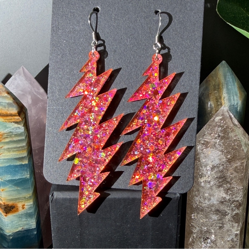 Sparkle Grateful Dead Bolt Earrings